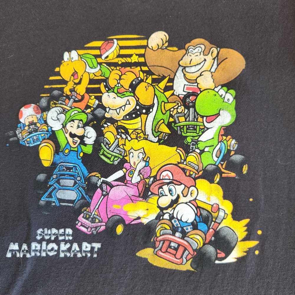 Super Nintendo Super Mario Kart Men's Black Graphic Short Sleeve T-Shirt  Med